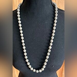 Monet VTG Signed 30” Faux Marbled Stone Nature Inspired Necklace Gold Separators